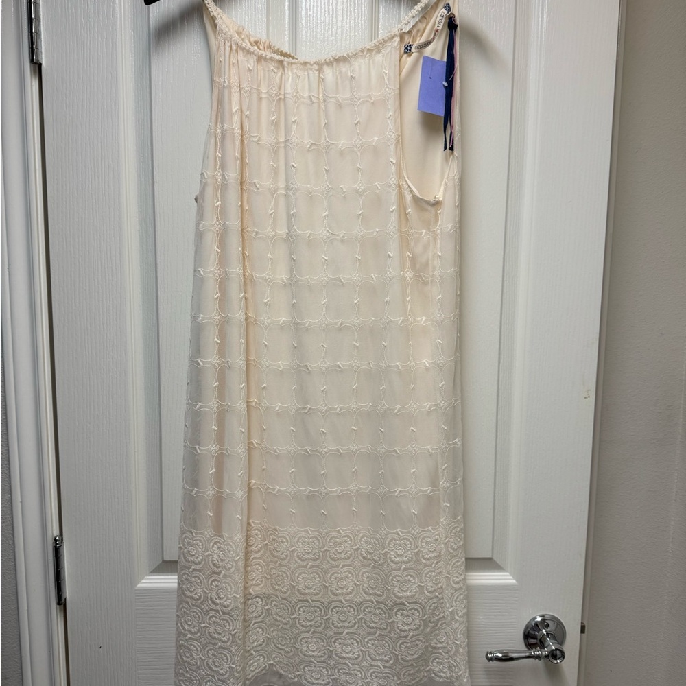 Elegant Cream Sleeveless Dress